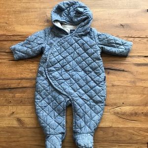 Gap Baby Quilted Chambray Bear One-Piece